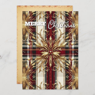 Cartes Pour Fêtes Annuelles Élégant rouge et or Festif Plaid