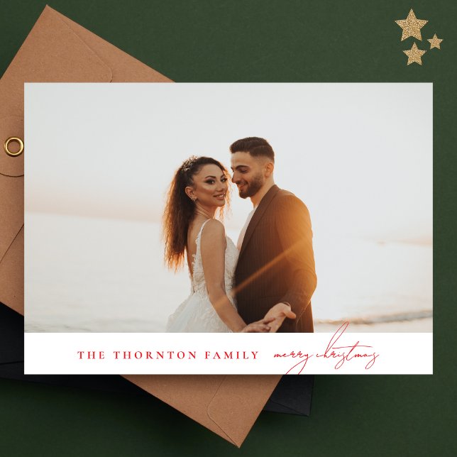 Cartes Pour Fêtes Annuelles Élégant rouge | MERRY CHRISTMAS Photo Collage (Créateur téléchargé)