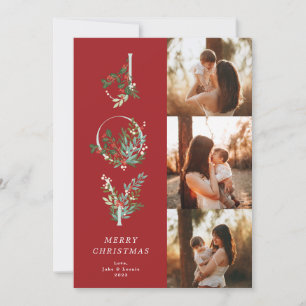 Cartes Pour Fêtes Annuelles Elegant Rouge Noël Botanique JOIE 3 Photo