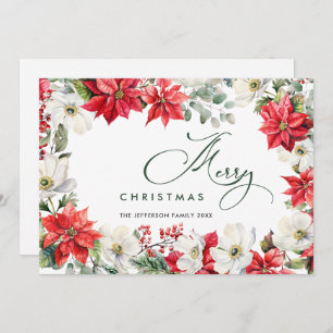 Cartes Pour Fêtes Annuelles Elégant Rouge Poinsettia Joyeux voeux de Noël