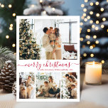 Cartes Pour Fêtes Annuelles Élégant Rouge Script 4 Photo Collage Noël<br><div class="desc">Calligraphie minimaliste et élégante 4 Collage de photos Joyeux Script de Noël Carte de vacances en rouge et blanc. Ce modèle festif, simple quatre (4) photo de carte de vacances dispose d'une jolie grille photo collage et dit "Joyeux Noël"! Le texte de salutation "Joyeux Noël" est écrit dans une belle...</div>