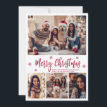 Cartes Pour Fêtes Annuelles Élégant Rouge Script Flocon de neige 4 Photo Noël<br><div class="desc">Élégant, moderne Rouge Script 4 Photo Collage Carte de vacances de Noël. Ce modèle festif, mimimaliste, quatre (4) carte photo présente un joli montage photo, un flocon de neige et dit Joyeux Noël! Le texte de salutation "Joyeux Noël" est écrit dans un magnifique script de police en rouge sur un...</div>