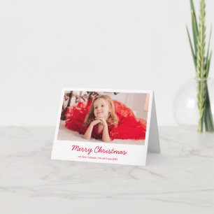 Cartes Pour Fêtes Annuelles Élégant Rouge simple photo Joyeux Noël