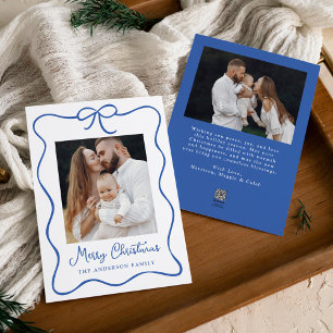 Cartes Pour Fêtes Annuelles Élégant ruban bleu Bow 2 Photo