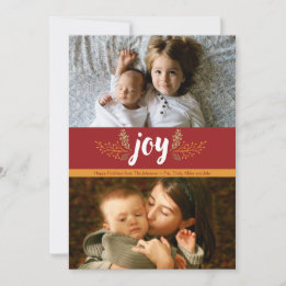 Cartes Pour Fêtes Annuelles Élégant Rustic Joy Holiday 2-Photo