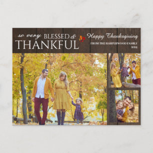 Cartes Pour Fêtes Annuelles Elégant Rustic Wood grisgiving famille 3 photo