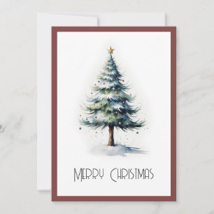 Cartes Pour Fêtes Annuelles Elégant Rustique Chic Aquarelle Arbre de Noël