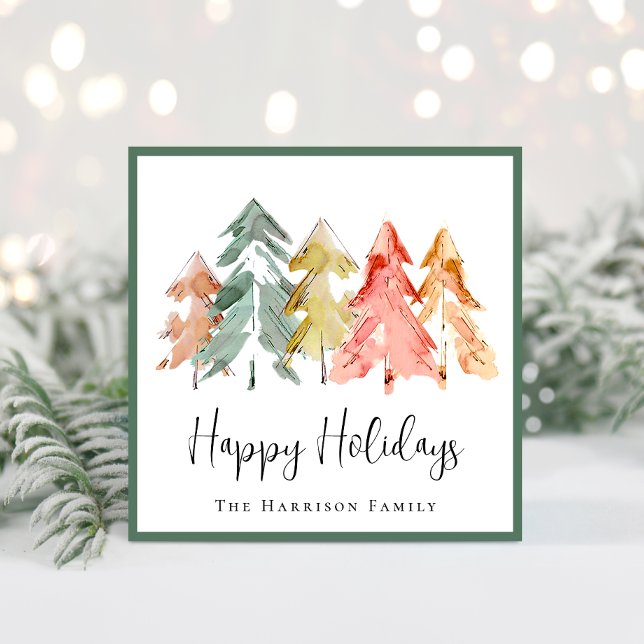 Cartes Pour Fêtes Annuelles Elégant Sage Pine Tree aquarelle photo Noël (Spread the love and joy of the season with your friends and family near and far)