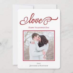 Cartes Pour Fêtes Annuelles Élégant Script Amour Coeur Saint Valentin Photo
