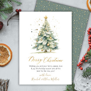 Cartes Pour Fêtes Annuelles Élégant Script Arbre de Noël Non Photo Noël