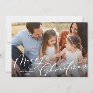 Cartes Pour Fêtes Annuelles Élégant script blanc Joyeux collage de Noël