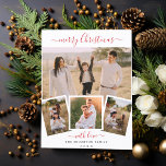 Cartes Pour Fêtes Annuelles Élégant Script Chic Christmas 4 Photo Collage<br><div class="desc">Notre magnifique carte photo de vacances est le choix idéal pour tous ceux qui recherchent une carte de vacances élégante avec des photos personnalisées pour souhaiter un joyeux Noël à leur proche. Chic et élégant, le design comprend un collage de 4 photos personnalisées dans un cadre blanc fin, élégant et...</div>