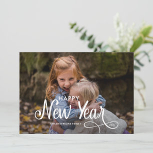 Cartes Pour Fêtes Annuelles Élégant Script de 3 Photos Bonne Année Moderne Joy