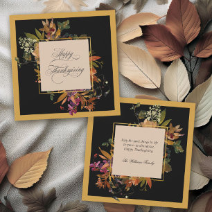 Cartes Pour Fêtes Annuelles Élégant script de calligraphie florale Thanksgivin