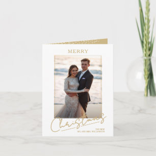 Cartes Pour Fêtes Annuelles Élégant Script de Noël Photo Pliée