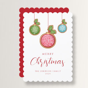Cartes Pour Fêtes Annuelles Élégant Script Joyeux Baubles de Noël