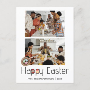 Cartes Pour Fêtes Annuelles Élégant Script Joyeux Famille de Pâques Deux photo