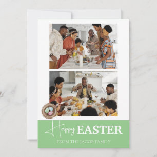 Cartes Pour Fêtes Annuelles Élégant Script Joyeux Famille de Pâques Deux photo