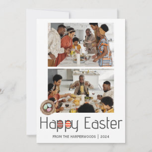 Cartes Pour Fêtes Annuelles Élégant Script Joyeux Famille de Pâques Deux photo