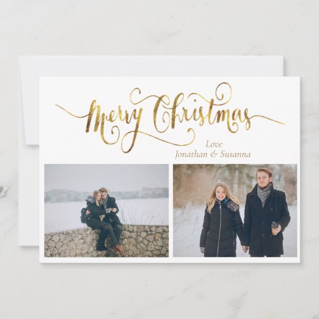 Cartes Pour Fêtes Annuelles Élégant Script Joyeux Noël Photo (Devant)