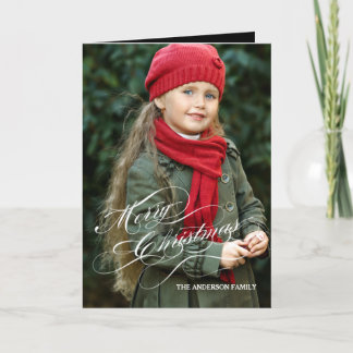 Cartes Pour Fêtes Annuelles Élégant Script Joyeux Noël | Photo de vacances