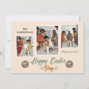 Cartes Pour Fêtes Annuelles Élégant Script Joyeux Pâques Famille Trois Photo