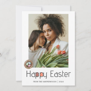 Cartes Pour Fêtes Annuelles Élégant Script Joyeux Pâques famille une photo