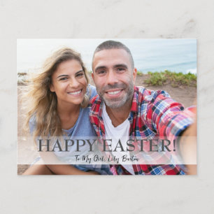 Cartes Pour Fêtes Annuelles Élégant Script Joyeux Pâques famille une photo