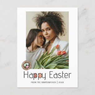 Cartes Pour Fêtes Annuelles Élégant Script Joyeux Pâques famille une photo