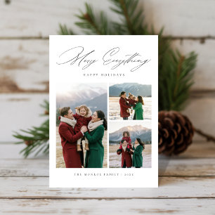 Cartes Pour Fêtes Annuelles Élégant Script Joyeux Tout 3 Famille de photos
