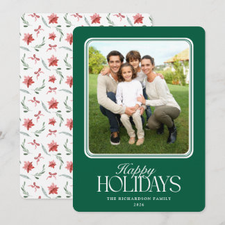 Cartes Pour Fêtes Annuelles Élégant Script Minimaliste Photo Joyeuses Fêtes