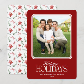 Cartes Pour Fêtes Annuelles Élégant Script Minimaliste Photo Joyeuses Fêtes