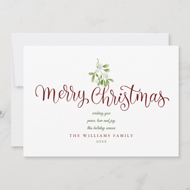 Cartes Pour Fêtes Annuelles Élégant script Mistletoe Joyeux Noël Photo (Devant)