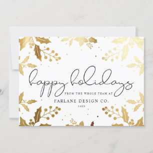 Cartes Pour Fêtes Annuelles Élégant script moderne Gold Mistletoe Logo photo