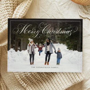 Cartes Pour Fêtes Annuelles Élégant Script Noël Quatre Photo Famille