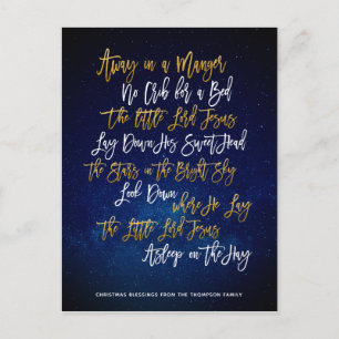 Cartes Pour Fêtes Annuelles Élégant Script Or En Un Manger Festive Carol