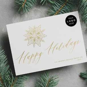 Cartes Pour Fêtes Annuelles Élégant script or flocon de neige commerce LOGO