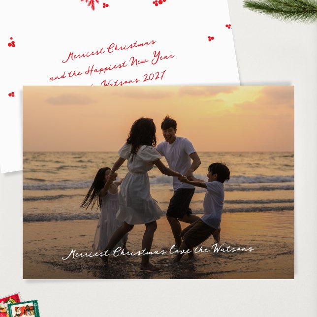Cartes Pour Fêtes Annuelles Élégant script photo plus joli Noël (Créateur téléchargé)
