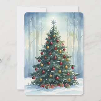 Cartes Pour Fêtes Annuelles Elegant Script Tree Non Photo Watercolor Christmas