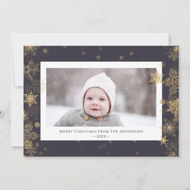 Cartes Pour Fêtes Annuelles Élégant script vert moderne Snowflakes Bokeh (Devant)