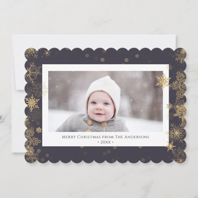 Cartes Pour Fêtes Annuelles Élégant script vert moderne Snowflakes Bokeh (Devant)