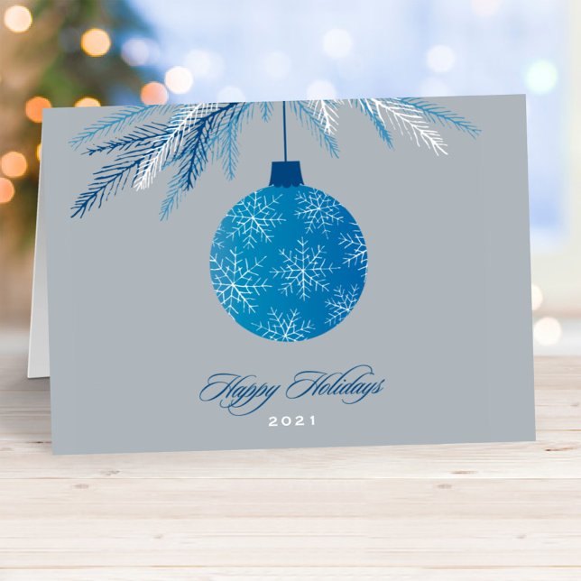 Cartes Pour Fêtes Annuelles Elégant Silver Blue Happy Holidays Business (Créateur téléchargé)