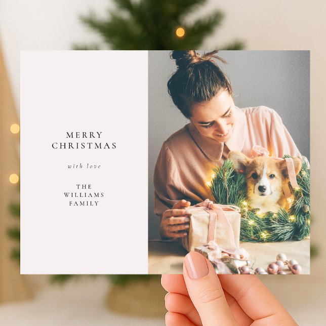 Cartes Pour Fêtes Annuelles Elegant Simple Christmas | Modern Minimal Photo (Mark the most wonderful season with a minimal holiday postcard featuring your favorite memories)