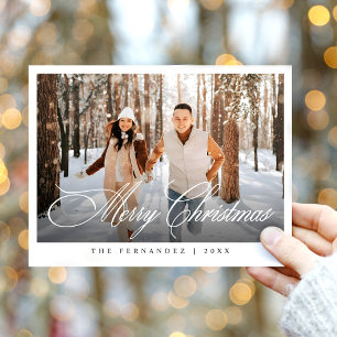 Cartes Pour Fêtes Annuelles Élégant Simple Joyeux Script photo de Noël