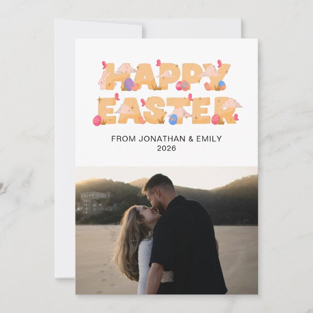 Cartes Pour Fêtes Annuelles Elegant Simple Modern Pattern Happy Easter Photo (Devant)