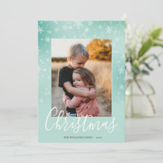 Cartes Pour Fêtes Annuelles Élégant simple neige vert Joyeux Noël photo