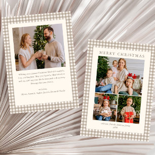 Cartes Pour Fêtes Annuelles Élégant Simple Neutre Carreaux 4 Photo Noël