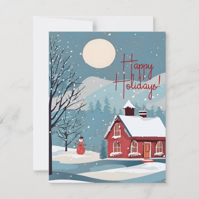 Cartes Pour Fêtes Annuelles Élégant Snowfall Festive Noël heureux (Devant)