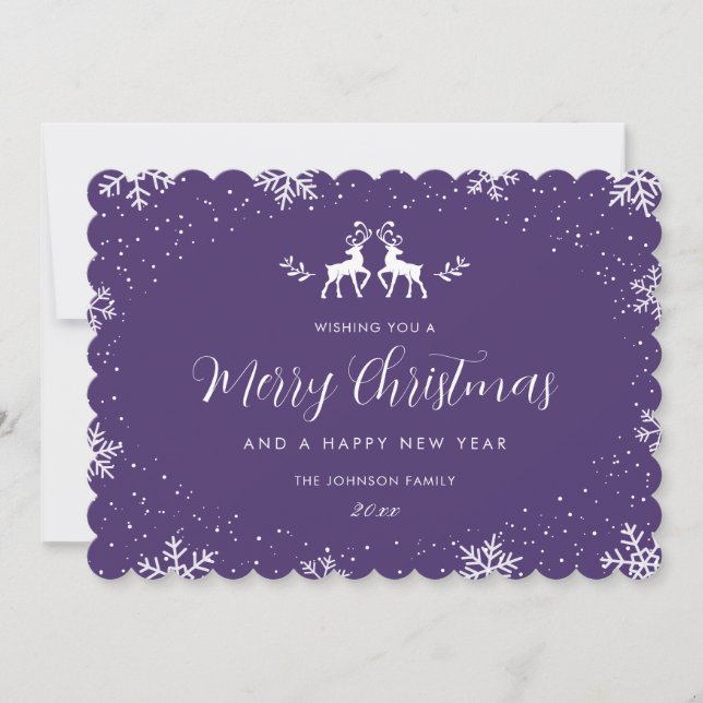 Cartes Pour Fêtes Annuelles Elegant Snowflake Reindeer Christmas New Year Holi (Devant)