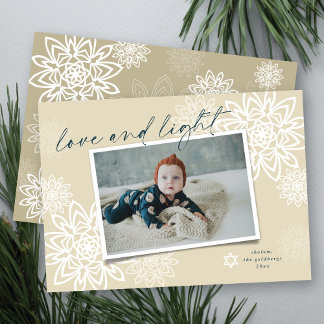 Cartes Pour Fêtes Annuelles Élégant Snowflakes Amour Et Lumière Hanoukka Photo
